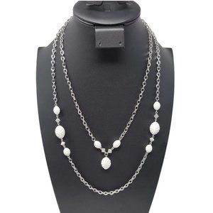 "Summer Flirt" Sarah Coventry Vintage Multi Layer Necklace W White Floral Beads